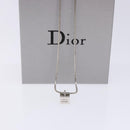 Christian Dior Cube Logo Necklace metal Silver Auth 140827-13