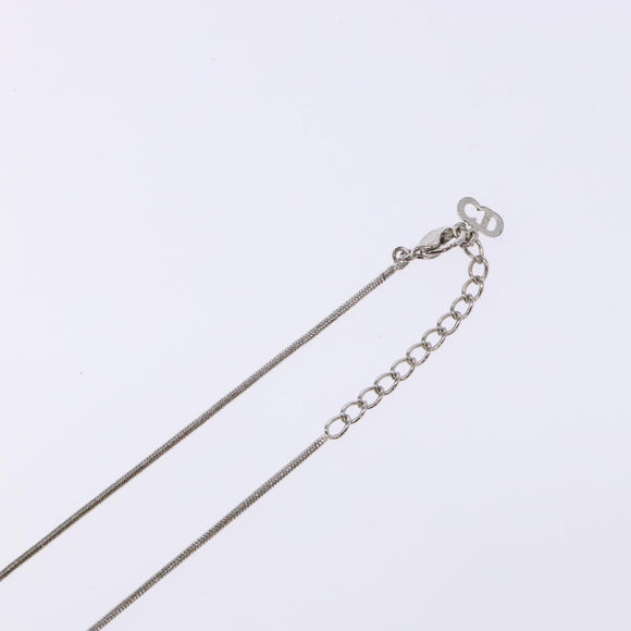 Christian Dior Cube Logo Necklace metal Silver Auth 140827