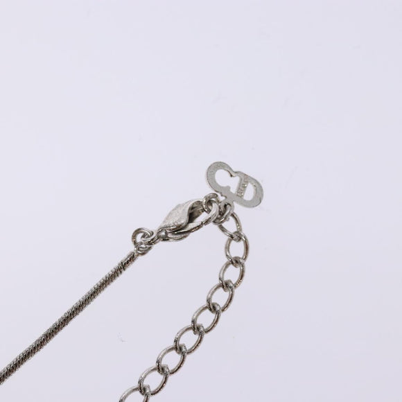 Christian Dior Cube Logo Necklace metal Silver Auth 140827