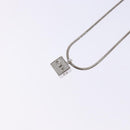 Christian Dior Cube Logo Necklace metal Silver Auth 140827-9