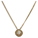 Christian Dior Stone Necklace metal Gold Tone Auth 140828-1