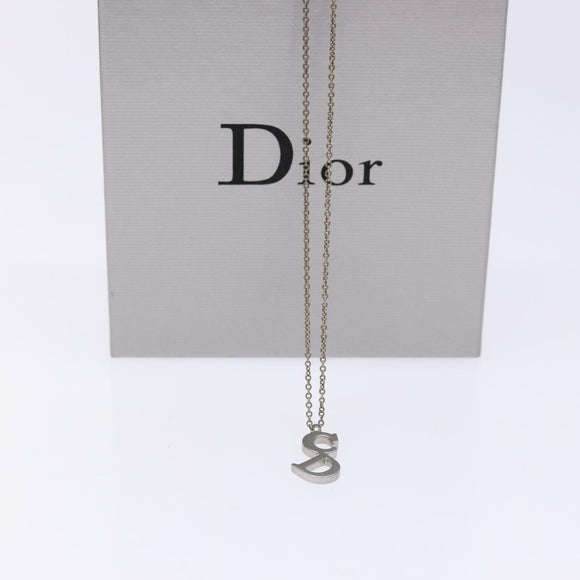 Christian Dior CD Logo Necklace metal Silver Auth 140829