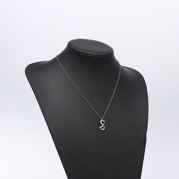 Christian Dior CD Logo Necklace metal Silver Auth 140829