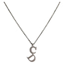 Christian Dior CD Logo Necklace metal Silver Auth 140829-1