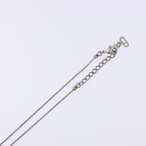 Christian Dior CD Logo Necklace metal Silver Auth 140829