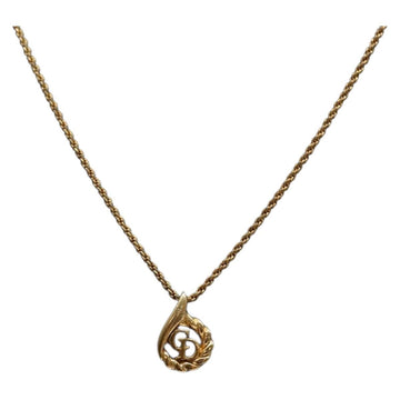 Christian Dior Drop CD Logo Necklace metal Gold Tone Auth 140831