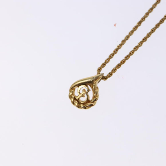 Christian Dior Drop CD Logo Necklace metal Gold Tone Auth 140831