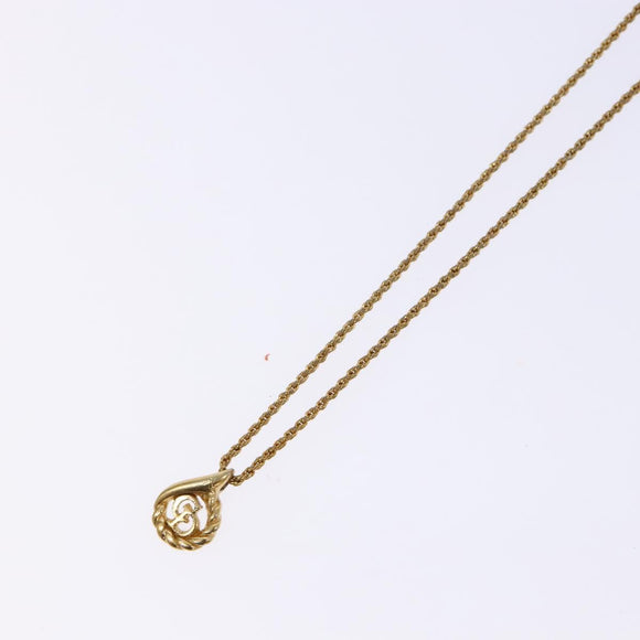 Christian Dior Drop CD Logo Necklace metal Gold Tone Auth 140831