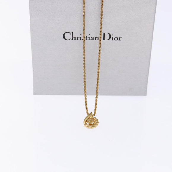 Christian Dior Drop CD Logo Necklace metal Gold Tone Auth 140831