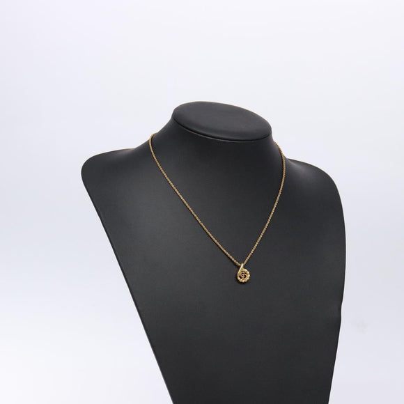 Christian Dior Drop CD Logo Necklace metal Gold Tone Auth 140831