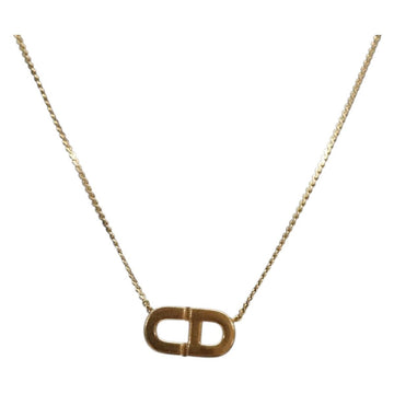 Christian Dior CD Logo Necklace metal Gold Tone Auth 140832