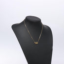 Christian Dior CD Logo Necklace metal Gold Tone Auth 140832-14