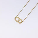 Christian Dior CD Logo Necklace metal Gold Tone Auth 140832-3