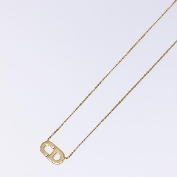 Christian Dior CD Logo Necklace metal Gold Tone Auth 140832