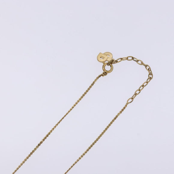 Christian Dior CD Logo Necklace metal Gold Tone Auth 140832