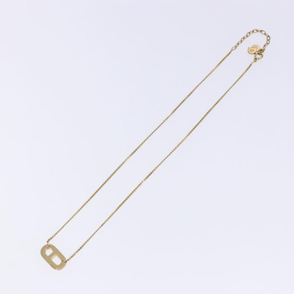 Christian Dior CD Logo Necklace metal Gold Tone Auth 140832