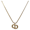Christian Dior Stone CD Logo Necklace metal Gold Tone Auth 140833-1