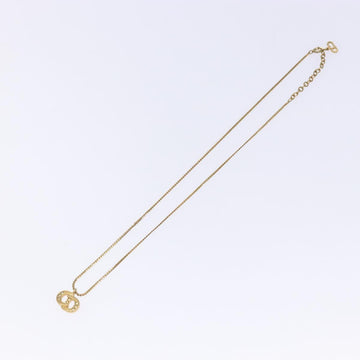Christian Dior Stone CD Logo Necklace metal Gold Tone Auth 140833 - 0