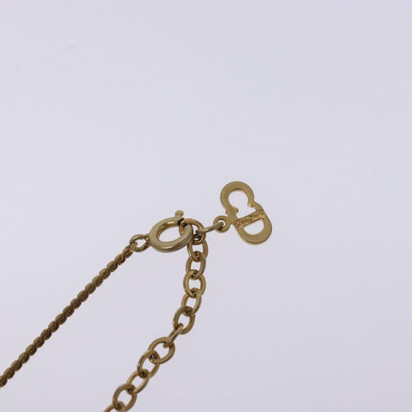 Christian Dior Stone CD Logo Necklace metal Gold Tone Auth 140833