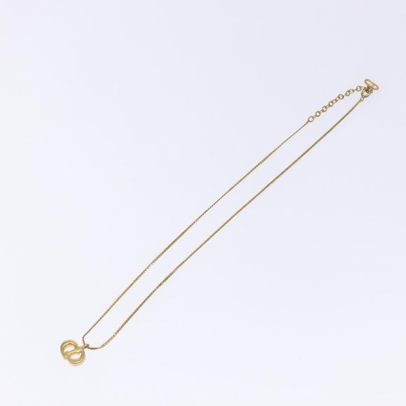 Christian Dior Stone CD Logo Necklace metal Gold Tone Auth 140833