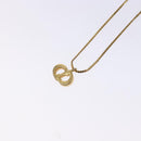 Christian Dior Stone CD Logo Necklace metal Gold Tone Auth 140833-9