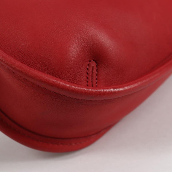 Coach Hand Bag Leather Red Auth 140834V