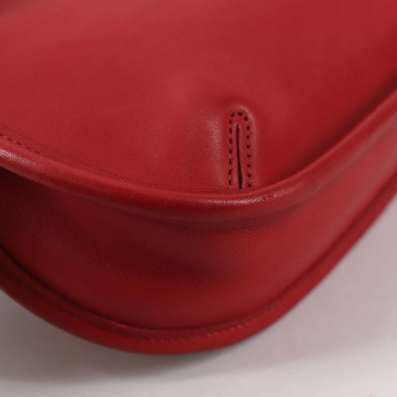Coach Hand Bag Leather Red Auth 140834V