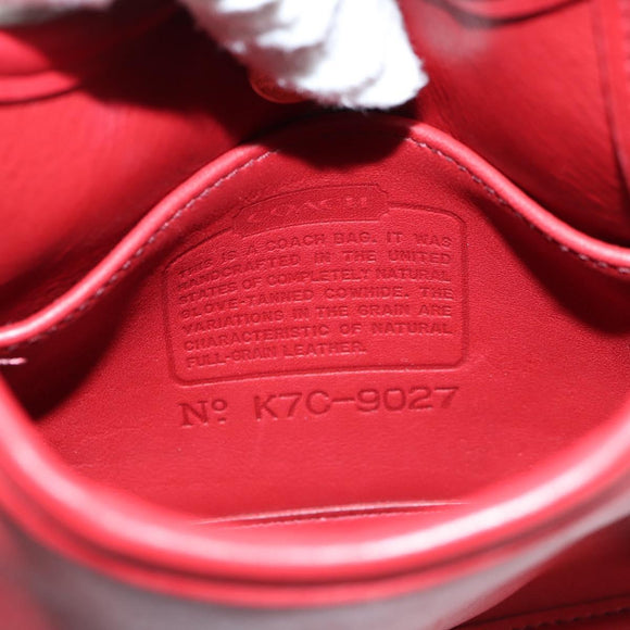 Coach Hand Bag Leather Red Auth 140834V