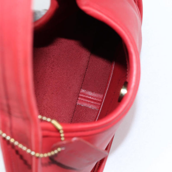 Coach Hand Bag Leather Red Auth 140834V