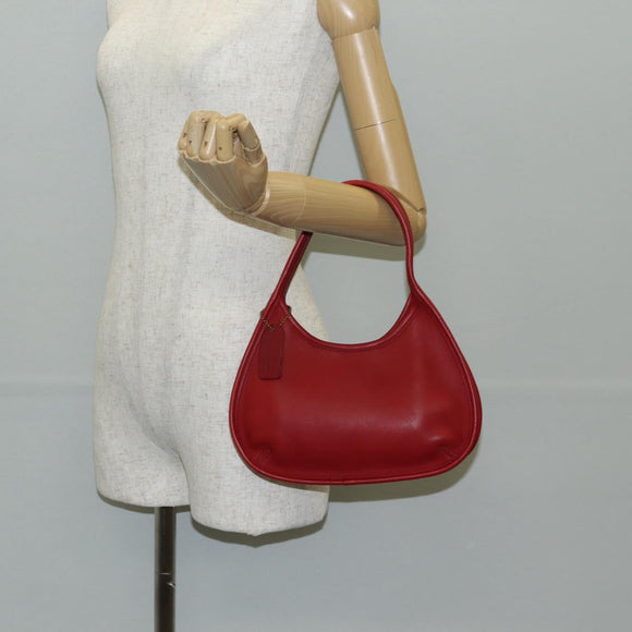 Coach Hand Bag Leather Red Auth 140834V