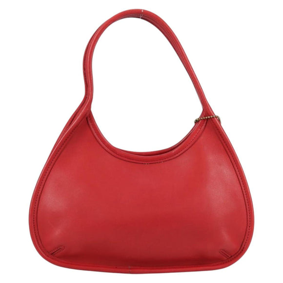 Coach Hand Bag Leather Red Auth 140834V