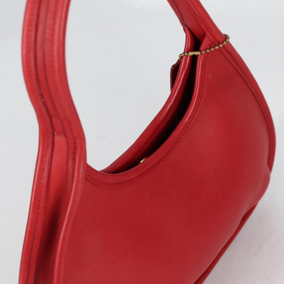 Coach Hand Bag Leather Red Auth 140834V