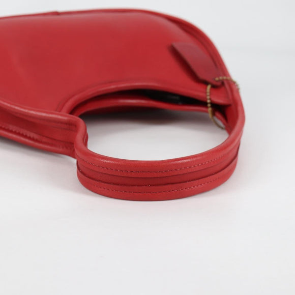 Coach Hand Bag Leather Red Auth 140834V