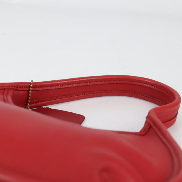 Coach Hand Bag Leather Red Auth 140834V