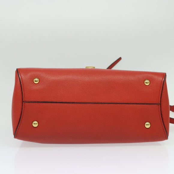 Salvatore Ferragamo Gancini マーゴット Bag Leather 2way Red Gold Auth 140847