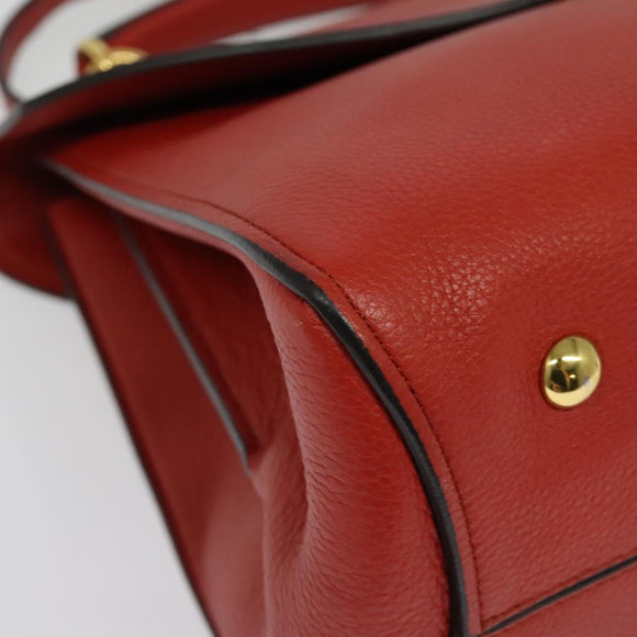 Salvatore Ferragamo Gancini マーゴット Bag Leather 2way Red Gold Auth 140847