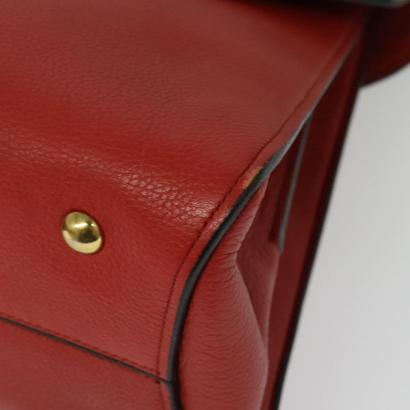 Salvatore Ferragamo Gancini マーゴット Bag Leather 2way Red Gold Auth 140847