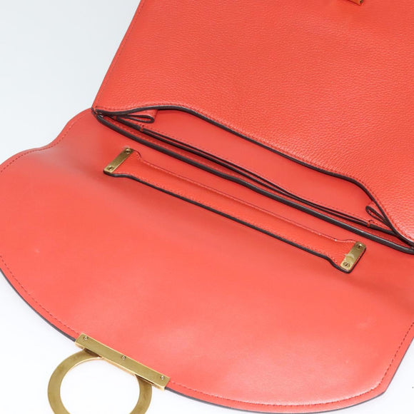 Salvatore Ferragamo Gancini マーゴット Bag Leather 2way Red Gold Auth 140847