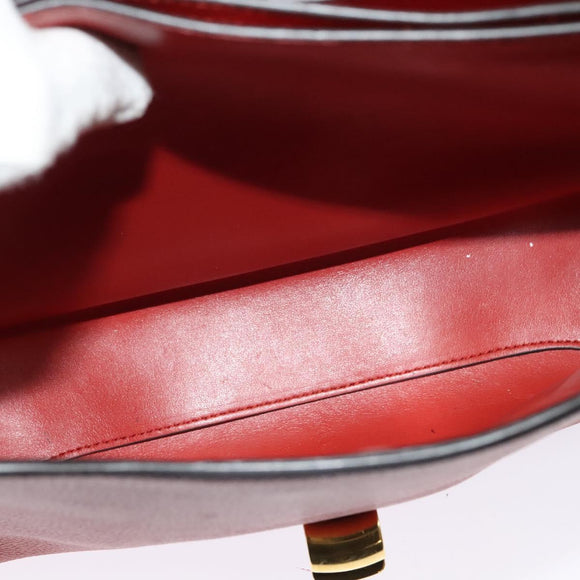 Salvatore Ferragamo Gancini マーゴット Bag Leather 2way Red Gold Auth 140847