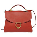 Salvatore Ferragamo Gancini マーゴット Bag Leather 2way Red Gold Auth 140847-13