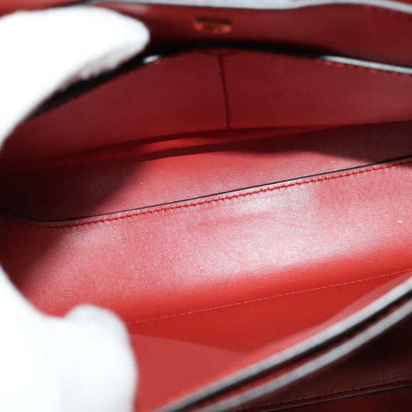 Salvatore Ferragamo Gancini マーゴット Bag Leather 2way Red Gold Auth 140847