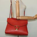 Salvatore Ferragamo Gancini マーゴット Bag Leather 2way Red Gold Auth 140847-24