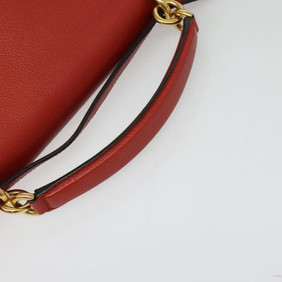 Salvatore Ferragamo Gancini マーゴット Bag Leather 2way Red Gold Auth 140847