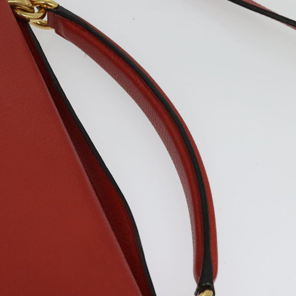 Salvatore Ferragamo Gancini マーゴット Bag Leather 2way Red Gold Auth 140847