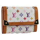 LOUIS VUITTON Multicolor Porte Monnaie Pla Coin Purse White M92657 Auth 140850V-1
