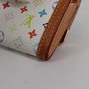 LOUIS VUITTON Multicolor Porte Monnaie Pla Coin Purse White M92657 Auth 140850V-16