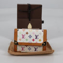 LOUIS VUITTON Multicolor Porte Monnaie Pla Coin Purse White M92657 Auth 140850V-12