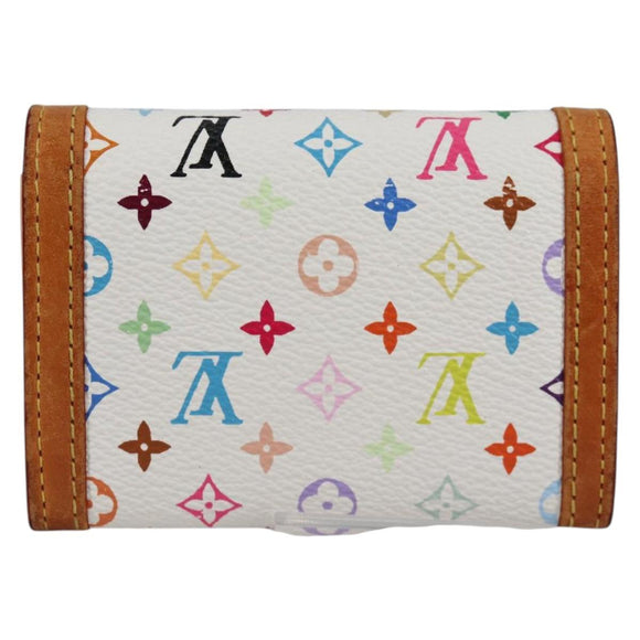 LOUIS VUITTON Multicolor Porte Monnaie Pla Coin Purse White M92657 Auth 140850V