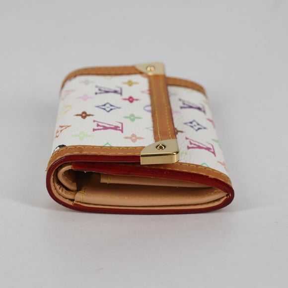 LOUIS VUITTON Multicolor Porte Monnaie Pla Coin Purse White M92657 Auth 140850V
