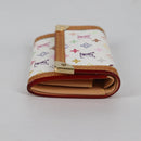 LOUIS VUITTON Multicolor Porte Monnaie Pla Coin Purse White M92657 Auth 140850V-4